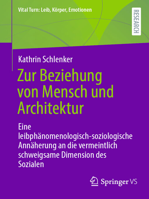 Title details for Zur Beziehung von Mensch und Architektur by Kathrin Schlenker - Available